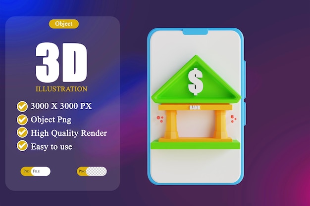 Illustrazione 3D Mobile banking a basso numero di poli 3