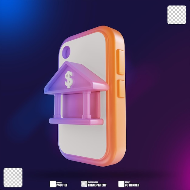 Illustrazione 3D mobile banking colorato 2