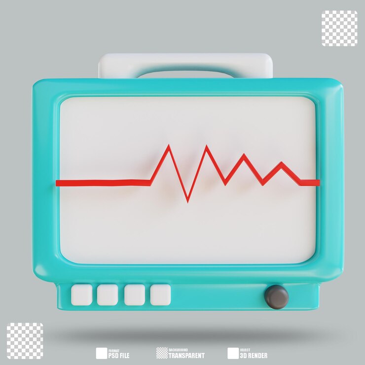PSD illustrazione 3d monitor paziente