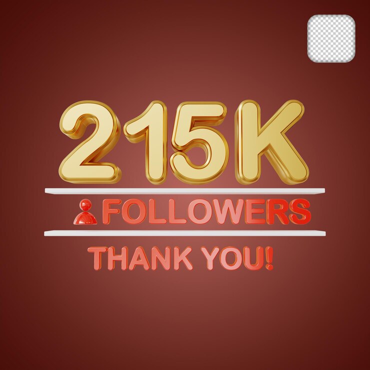 PSD illustrazione 3d oro 215k follower