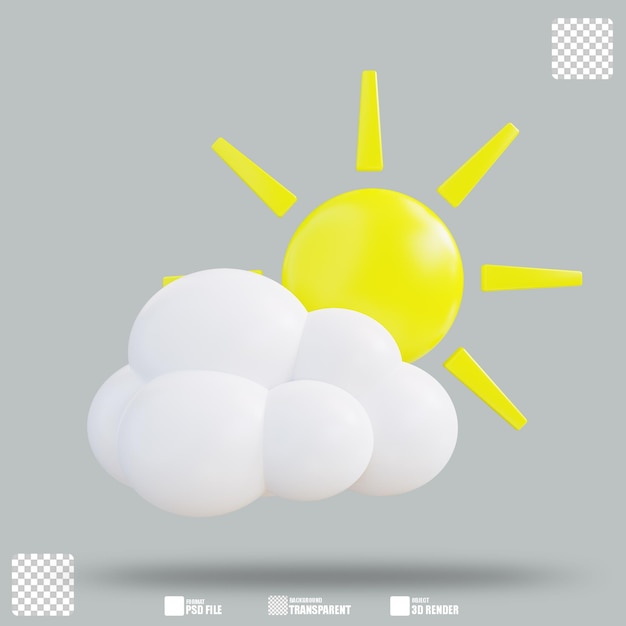 Illustrazione 3D Parzialmente nuvoloso 3