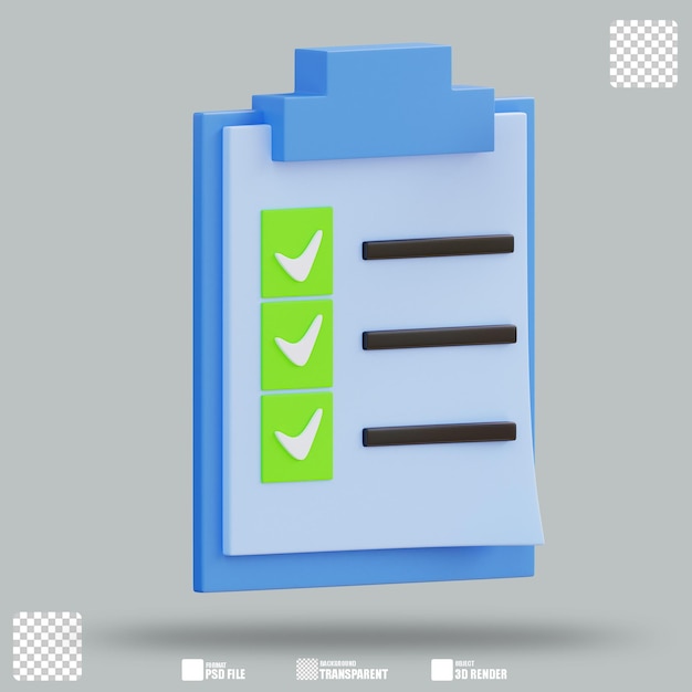 Illustrazione 3D per fare la lista 3