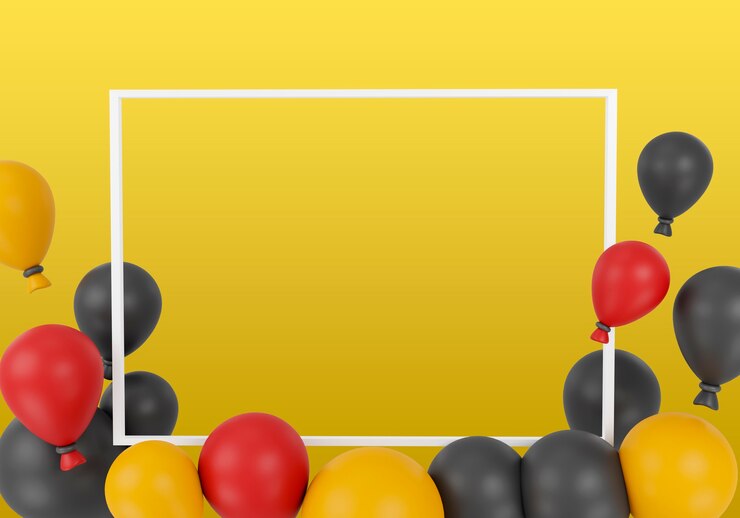 PSD illustrazione 3d per le vendite del black friday con palloncini e cornice