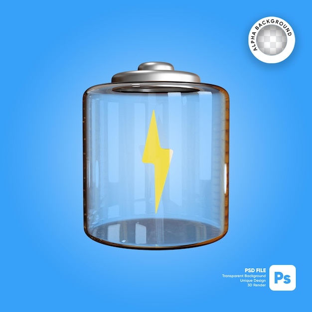 illustrazione 3d Ricarica della batteria