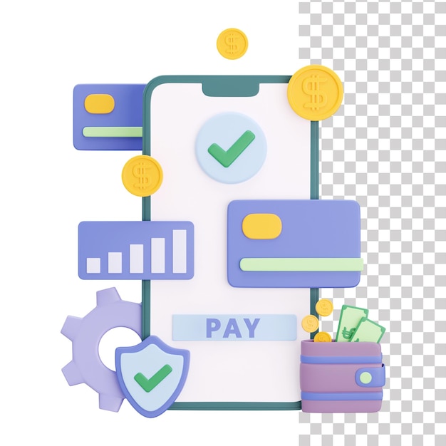Illustrazione 3d riuscita del pagamento online