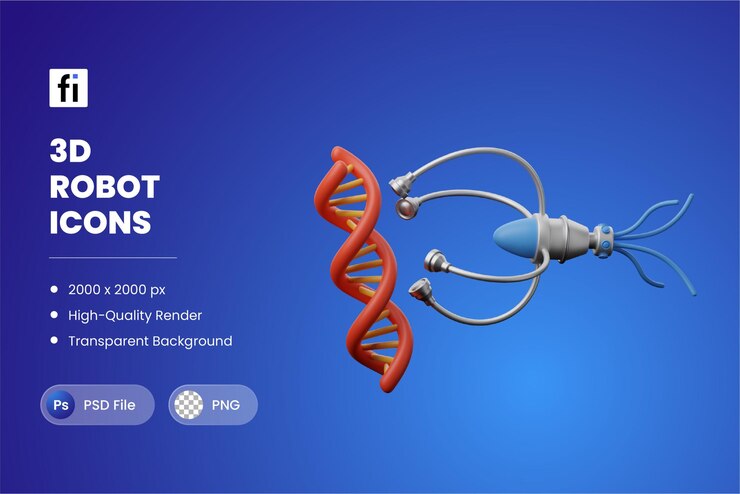 PSD illustrazione 3d robot nanobot