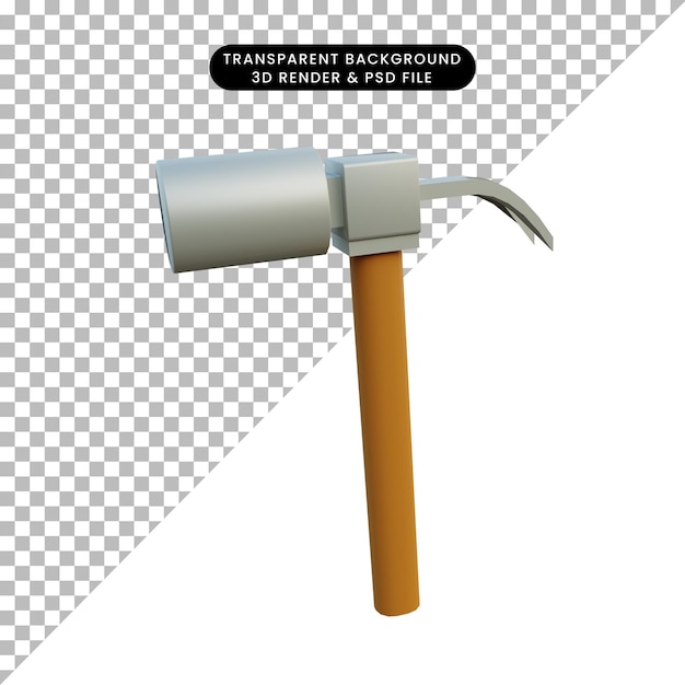 Illustrazione 3d semplice oggetto martello