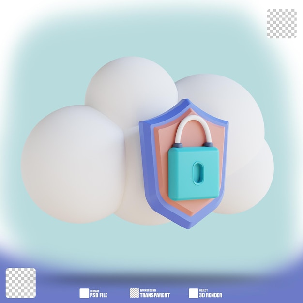 illustrazione 3D sicurezza cloud 3