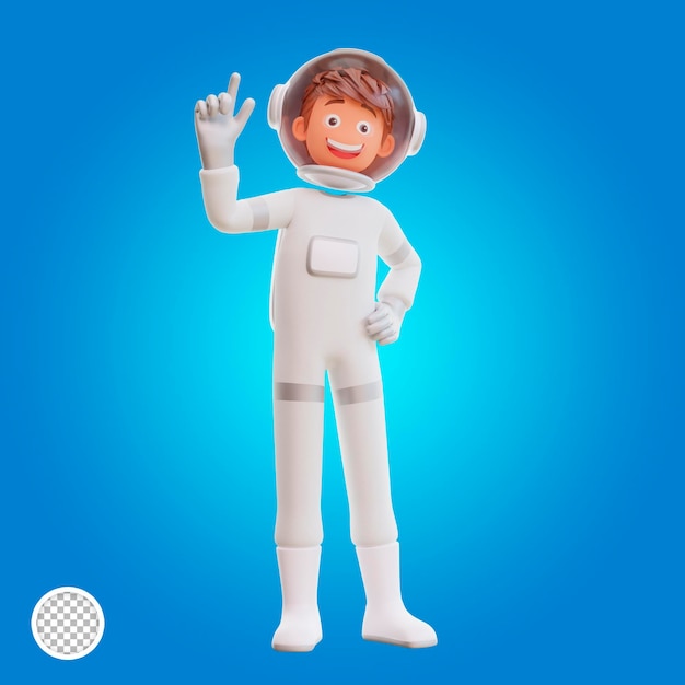illustrazione 3d simpatico astronauta astronauta rivolto verso l'alto