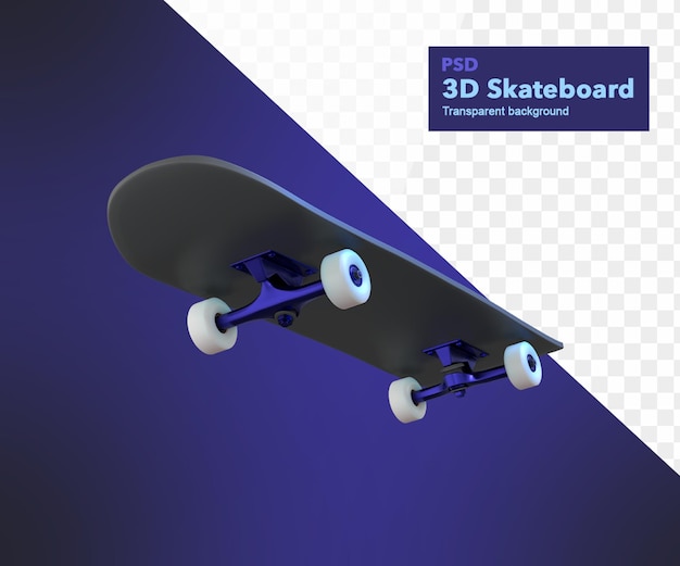 Illustrazione 3D Skateboard nero