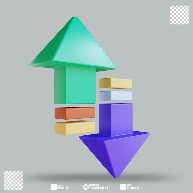 illustrazione 3d su e giù 2