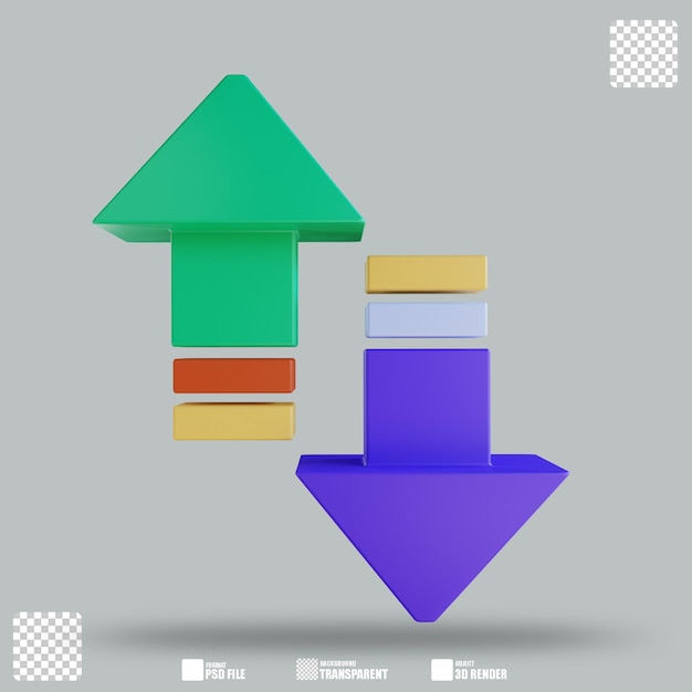 illustrazione 3d su e giù 3