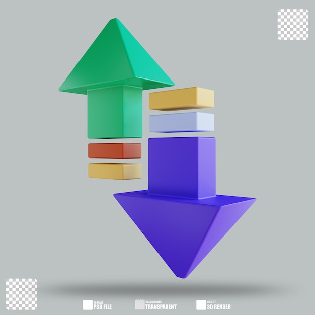 illustrazione 3d su e giù