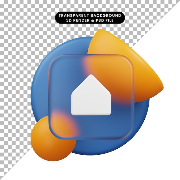 illustrazione 3d ui icon glassmorphism home icon 3d render