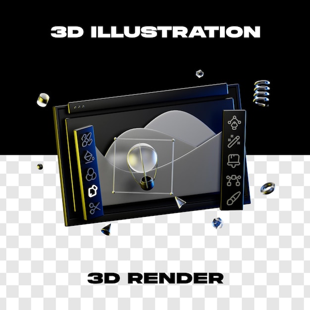 illustrazione 3d Web design rendering 3d icona 3d ad alta risoluzione con sfondo trasparente