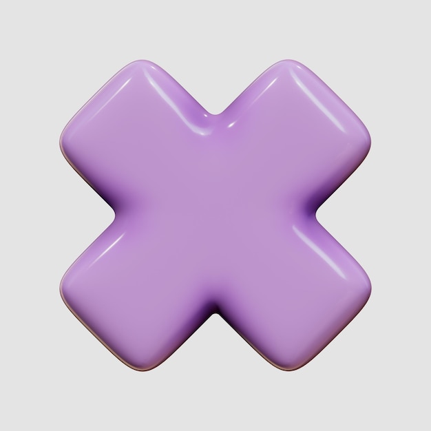 Illustrazione a croce della lettera X 3d