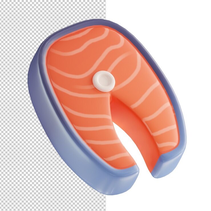 Illustrazione alla moda di bistecca di filetto di salmone su sfondo bianco Rendering 3D