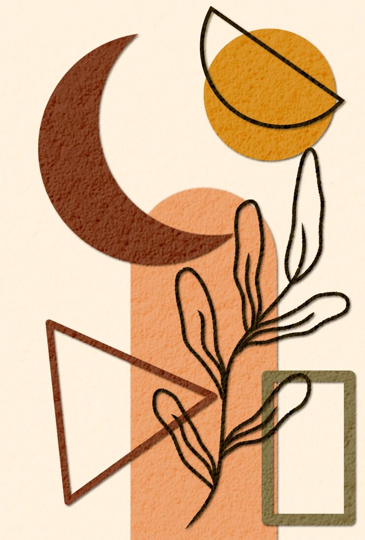PSD illustrazione artistica a parete con effetto di consistenza e forme geometriche astratte