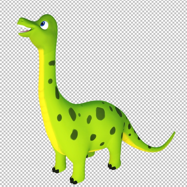 Illustrazione Cartoon 3D Simpatico dinosauro Brachiasaurus