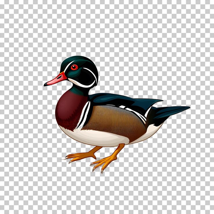 PSD illustrazione colorata dell'anatra di legno con sfondo trasparente