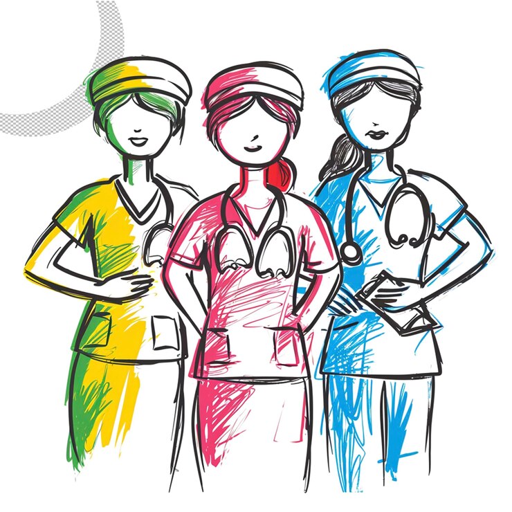PSD illustrazione colorata di un dottore