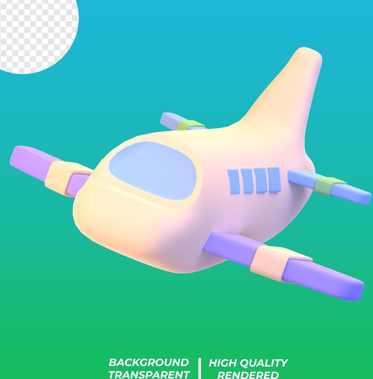 PSD illustrazione con rendering isolato psd 3d viaggio vacanze estive sull'aereo della spiaggia