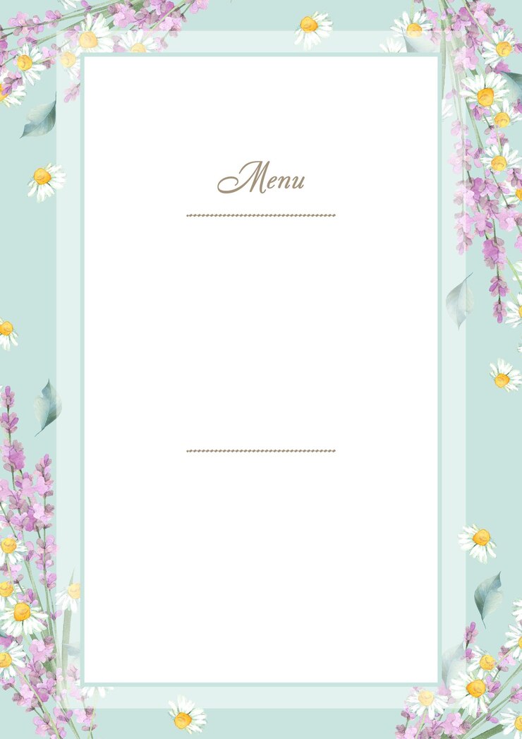 PSD illustrazione dei fiori dell'erba dell'acquerello per il modello di menu