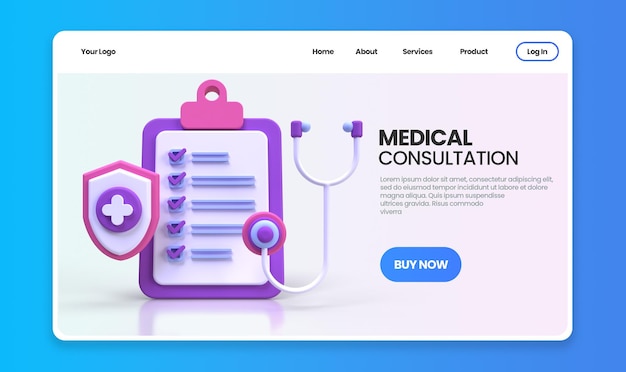 Illustrazione del concetto di controllo medico Modello di pagina di destinazione per lo sfondo