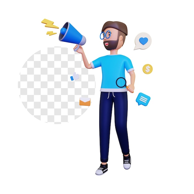 Illustrazione del concetto di marketing virale 3D