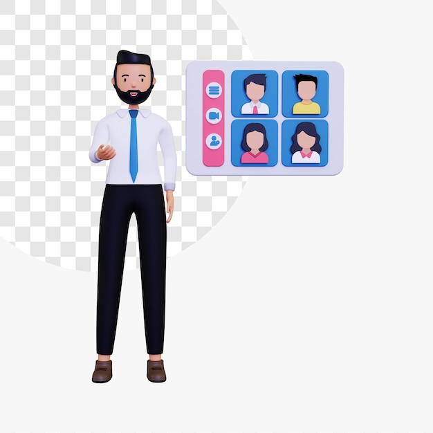 Illustrazione del concetto di riunione online 3D