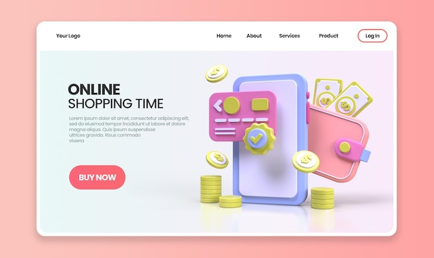 Illustrazione del concetto di shopping online Modello di pagina di destinazione per lo sfondo del concetto di idea aziendale