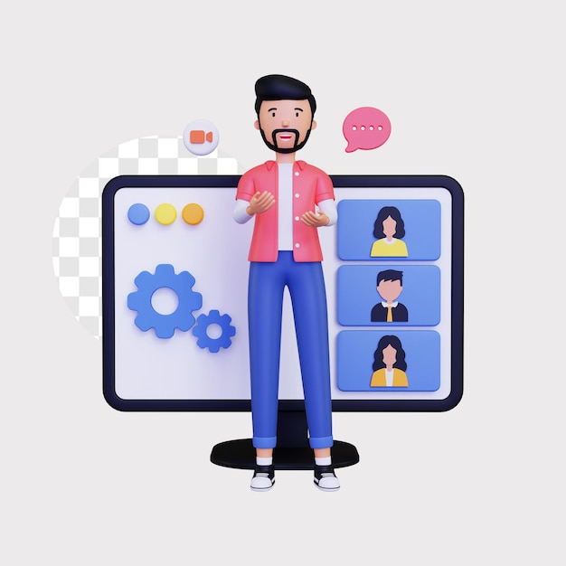 Illustrazione del concetto di webinar online 3D