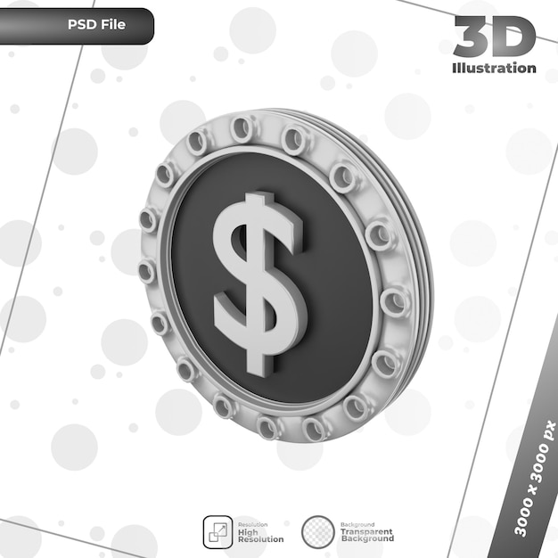 illustrazione del dollaro di rendering 3d