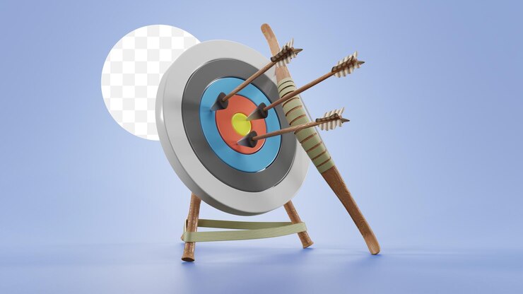 Illustrazione del file PSD dell'icona 3D del bersaglio di tiro con l'arco