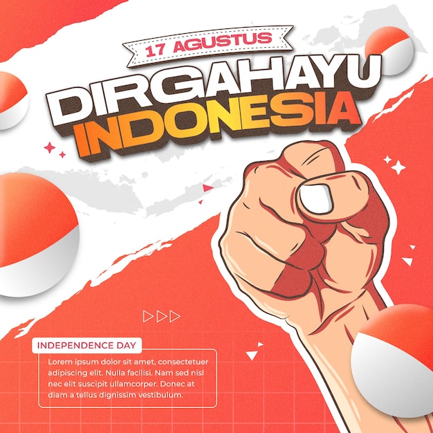 Illustrazione del giorno dell'indipendenza dell'Indonesia con le mani serrate