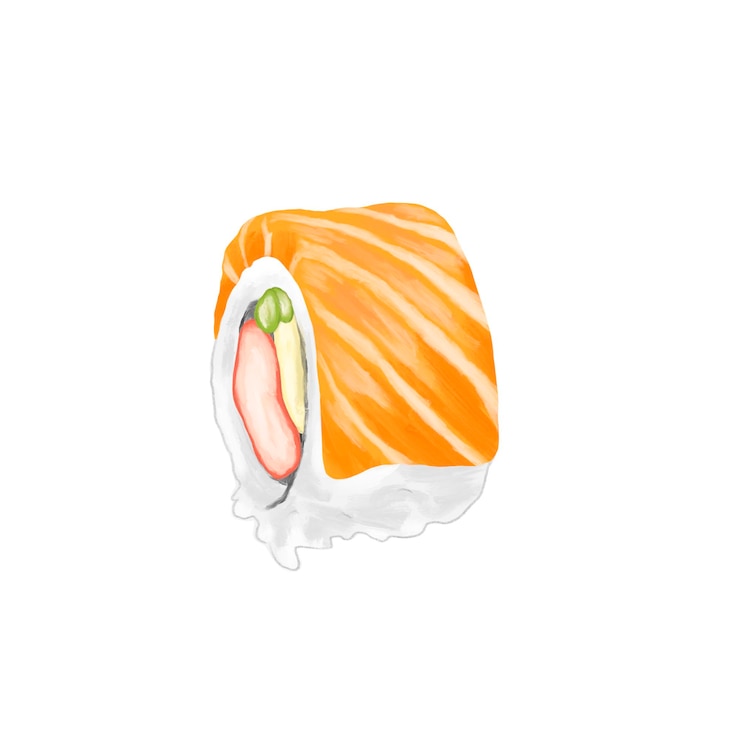 PSD illustrazione del menu di sushi al salmone fresco