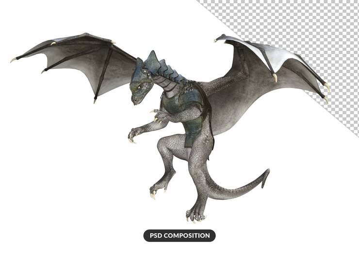 PSD illustrazione del modello 3d del drago