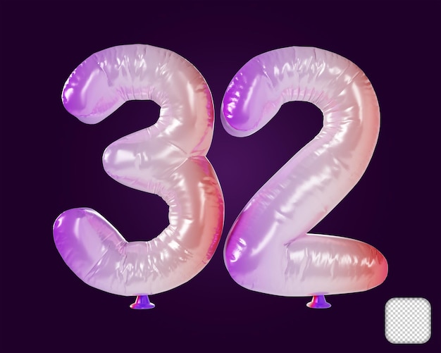 Illustrazione del palloncino numero 32 Rainbow 3D