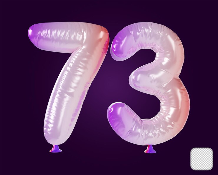 PSD illustrazione del palloncino numero 73 rainbow 3d