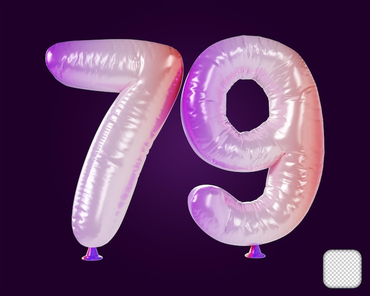PSD illustrazione del palloncino numero 79 rainbow 3d