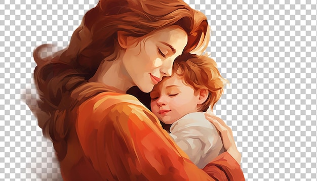Illustrazione del personaggio dei cartoni animati madre e bambino png