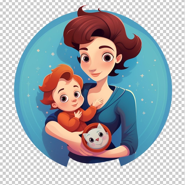 Illustrazione del personaggio dei cartoni animati madre e bambino png