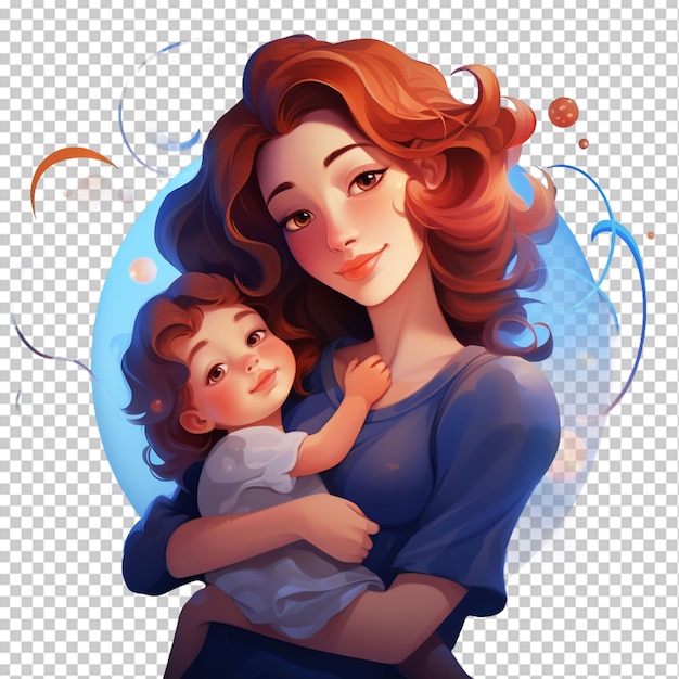 Illustrazione del personaggio dei cartoni animati madre e bambino png