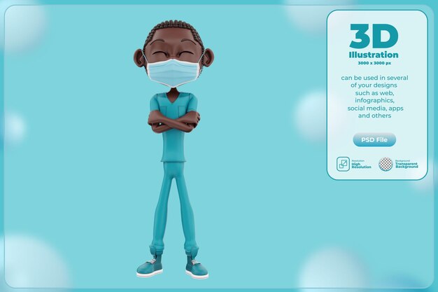 Illustrazione del personaggio dell'infermiera di rendering 3D
