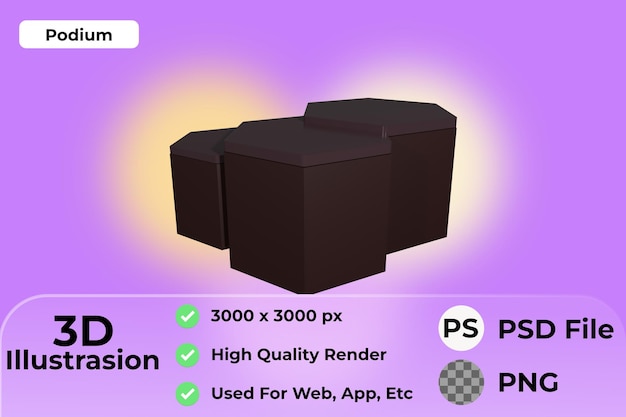 Illustrazione del podio del prodotto 3d. consistenza crampiforme