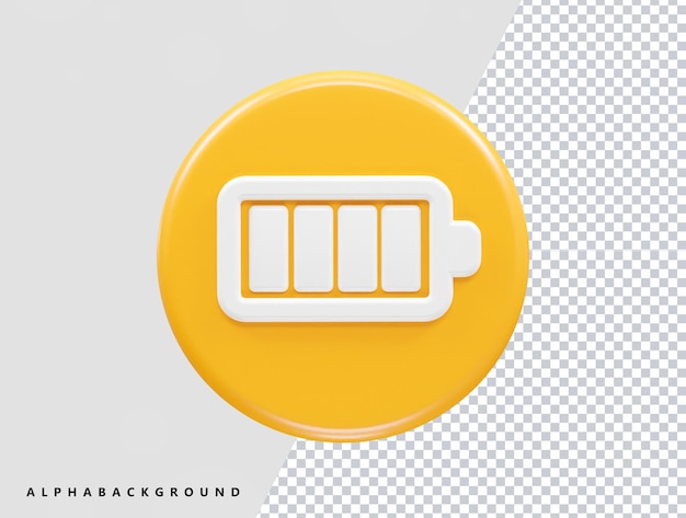 Illustrazione del rendering 3d dell'icona della batteria in carica