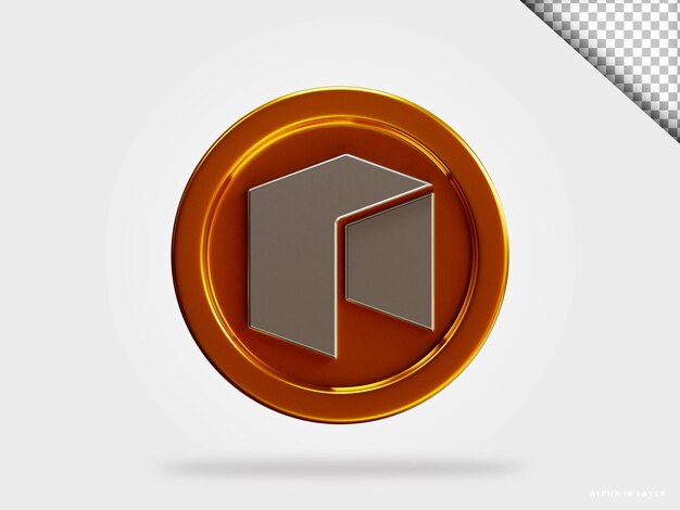 Illustrazione del rendering 3d della moneta neo criptovaluta