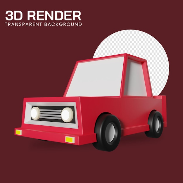 Illustrazione del rendering 3D di un'auto lowpoly