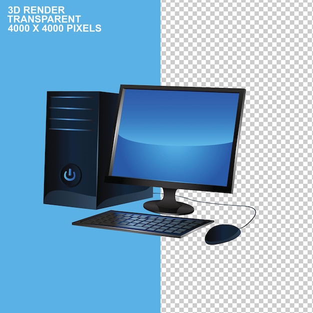 Illustrazione del set di computer da tavolo nero Computer da tavolo Computer personale PC da tavolo