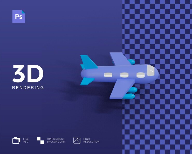 PSD illustrazione dell'aereo 3d